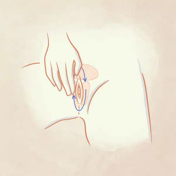 Disegno massaggio cute vulvare con Meclon Lenex